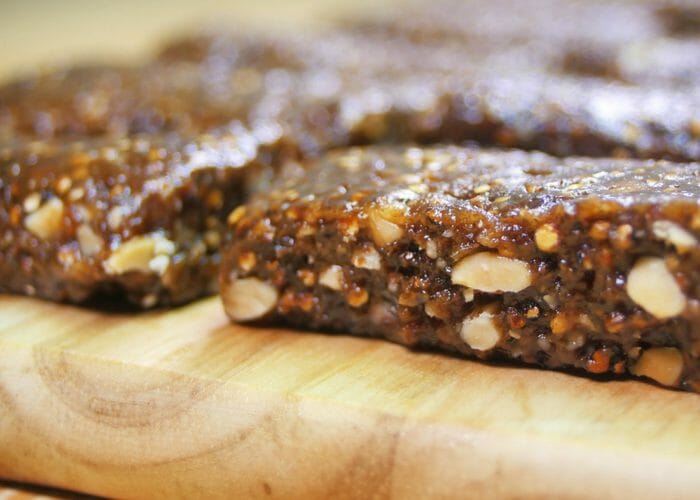 close up view of cricket flour protein bars