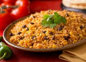 mexican rice and beans for cassava flour tortilla wrap filling