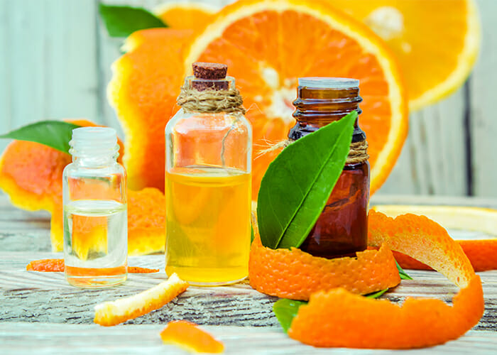 Homemade orange and sandalwood essential oils anti-inflammation spot treatment 