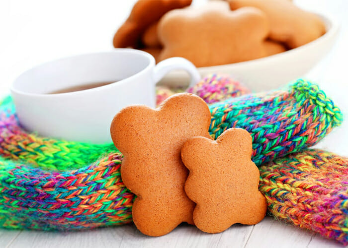 Paleo gingerbread cookies and a cup of tea