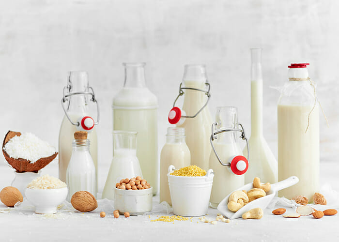 Variety of non-dairy milks