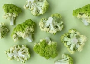 flatlay of broccoli florets