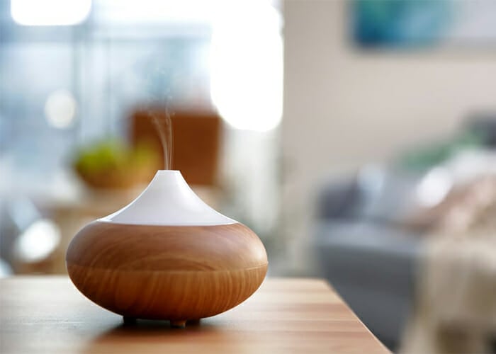 A diffuser in a bedroom